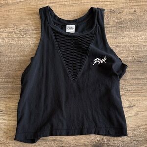 PINK Victoria's Secret Black Sleeveless Mesh Tank